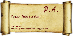 Papp Asszunta névjegykártya